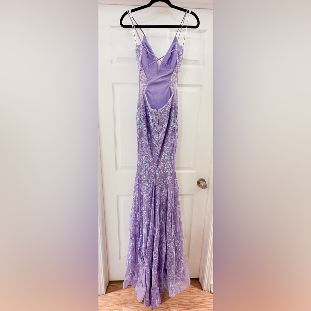 Ellie Wilde EW35011 Lavender Purple Sequin Mermaid Prom Dress sz 0/2 - Picture 10 of 12